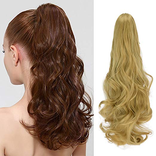 20〞Claw Ponytail Clip in Hair Extensions Hairpiece Synthetic Light Curly Soft Silky Nature Looking Heat-Resisting Different Colors for Women Fashion and Beauty-24/27# 20〞Claw Ponytail Clip in Hair Extensions Hairpiece Synthetic Light Curly Soft Silky Nature Looking Heat-Resisting Different Colors for Women Fashion and Beauty-24/27#